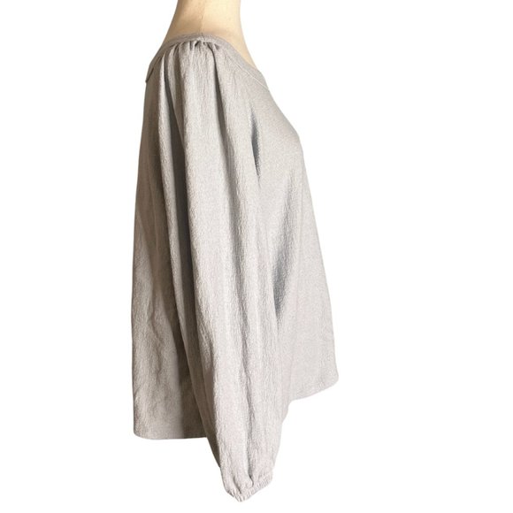 Long Sleeve Gray Wide Neck Banana Republic Blouse Size Large Textured Fabric - Picture 3 of 8